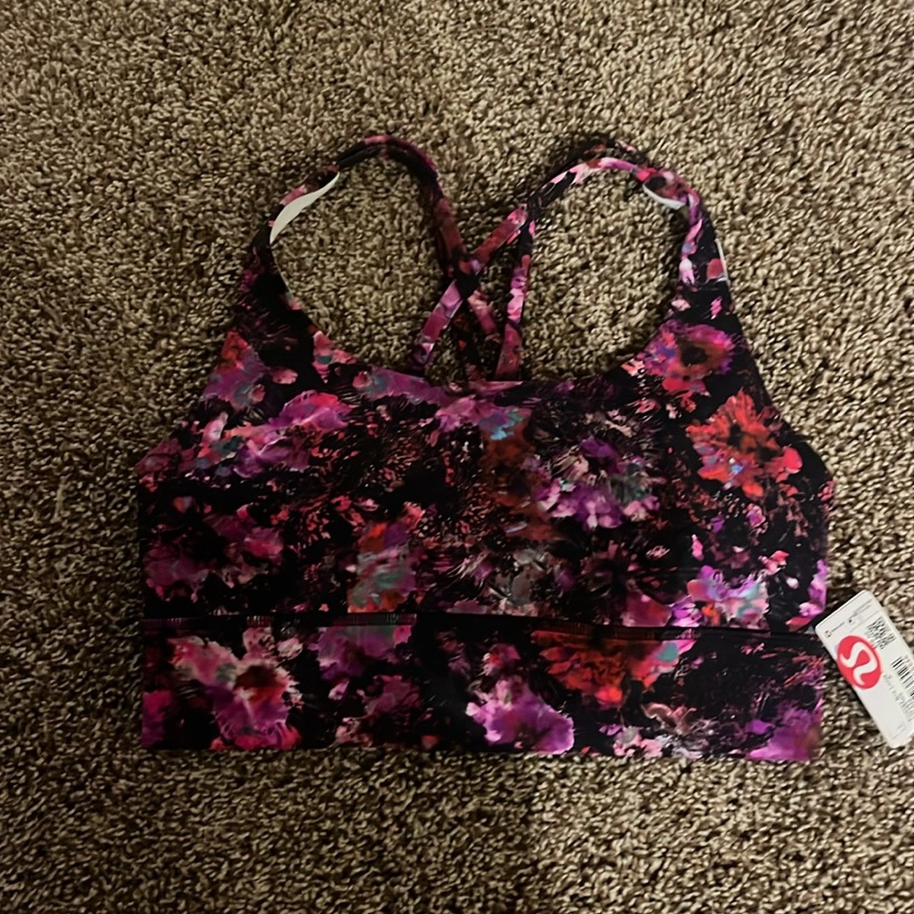 NWT Lululemon energy bra, long line in fluoro floral
